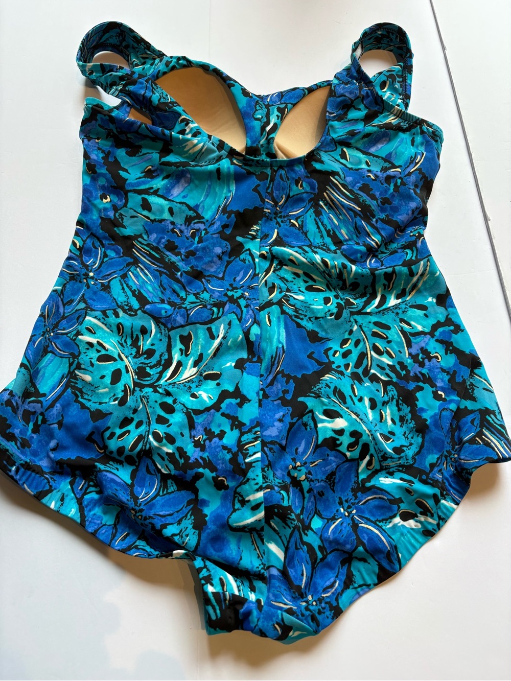 Azul Floral Ruched One-Piece Swimsuit in Teal & Blue Size 18W - Picture 2 of 7